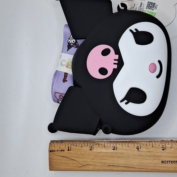 Black kuromi silicone purse shoulder bag pink skull - Picture 7 of 8
